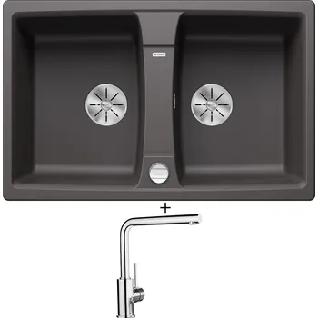 Granitový dřez Granitový dřez SET Blanco LEXA 8 šedá skála s excentrem 524951 + Blanco MILA chrom 519414