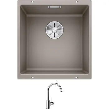 Kuchyňský dřez Dřez pod desku SET Blanco SUBLINE 400 U tartufo 523429 + Blanco MIDA chrom 517742