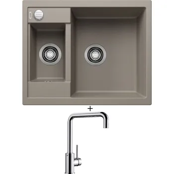 Granitový dřez Granitový dřez SET Blanco METRA 6 šedá vulkán s excentrem 527285 + Blanco MILI chrom 519413