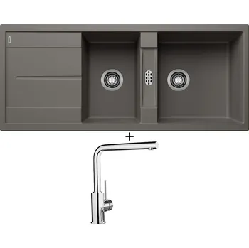 Granitový dřez Granitový dřez SET Blanco METRA 8 S šedá vulkán 527303 + Blanco MILA chrom 519414
