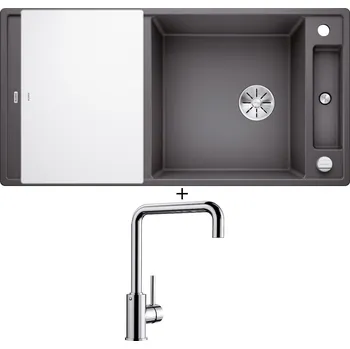Granitový dřez Granitový dřez SET Blanco AXIA III XL 6 S šedá skála + skleněná krájecí deska 523511 + Blanco MILI chrom 519413