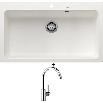 Granitový dřez Granitový dřez SET Blanco NAYA XL 9 bílá 521816 + Blanco MIDA chrom 517742