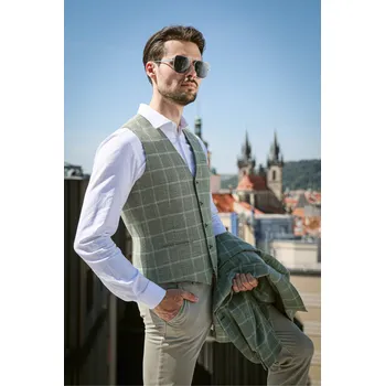 Pánská vesta Pánská vesta 14D007/1 60 Barva: Zelená, Velikost: 46, Střih: REGULAR FIT