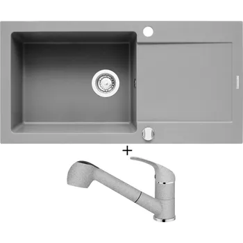 Granitový dřez Granitový dřez SET Pyramis MIDO (100x50) 1B 1D šedá + Pyramis FIDO šedá