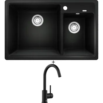 Kuchyňský dřez Granitový dřez SET Blanco LEGRA 8 černá 526223 + Blanco MIDA černá matná 526649