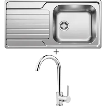 Kuchyňský dřez Nerezový dřez SET Blanco DINAS XL 6 S nerez kartáčovaný 524254 + Deante ASTER 062 M chrom