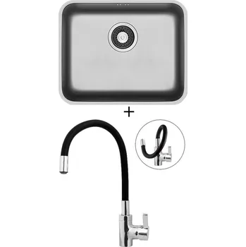 Dřez pod desku SET Pyramis RELIA (50x40) UM nerez + Pyramis FLESSI černá