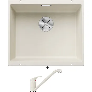 Granitový dřez Dřez pod desku SET Blanco SUBLINE 500 U bílá soft 527170 + Blanco DARAS bílá soft 526935