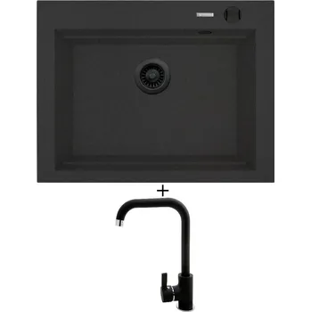 Granitový dřez Granitový dřez SET Pyramis SIROS (67x51,5) 1B černá edice + Pyramis SILVIO černá matná