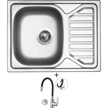 Kuchyňský dřez Nerezový dřez SET Sinks OKIO 650 V nerez leštěný + Kuchinox ELZA BKE 762D chrom/černá