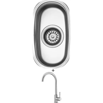 Kuchyňský dřez Nerezový dřez SET Sinks UNDERMOUNT 190 V matný + Deante LIMA BBM F62M nerez