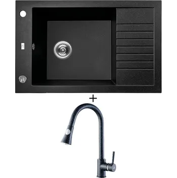 Granitový dřez Granitový dřez SET Laveo PIONIER černá + Laveo DARU BLD 769D černá