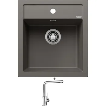 Kuchyňský dřez Granitový dřez SET Blanco DALAGO 45 šedá vulkán + Blanco MILA chrom 519414