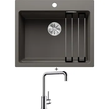 Granitový dřez Granitový dřez SET Blanco ETAGON 6 šedá vulkán 527259 + Blanco MILI chrom 519413