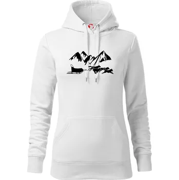 Dámská mikina Psí spřežení hory - Mikina dámská Cape s kapucí - XL ( Bílá )
