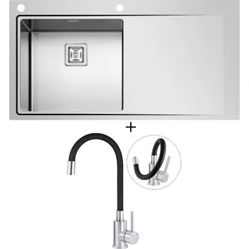 Nerezový dřez Nerezový dřez SET Pyramis OLYNTHOS (100x52) 1B 1D LH + Deante NEO LUNO BOC B720 nerez