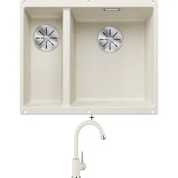 Granitový dřez Dřez pod desku SET Blanco SUBLINE 340/160 U bílá soft 527163 + Blanco MIDA bílá soft 526966