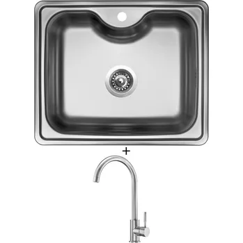 Kuchyňský dřez Nerezový dřez SET Sinks BIGGER 600 V nerez matný + Deante LIMA BBM F62M nerez