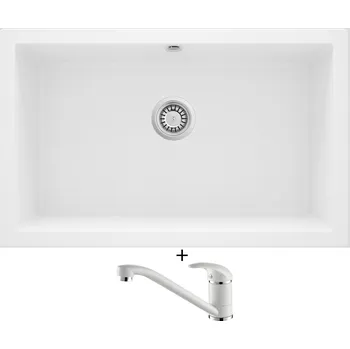 Granitový dřez Granitový dřez SET Deante CORDA ZQA A10D bílá + Aquastone AQ 2561 bílá