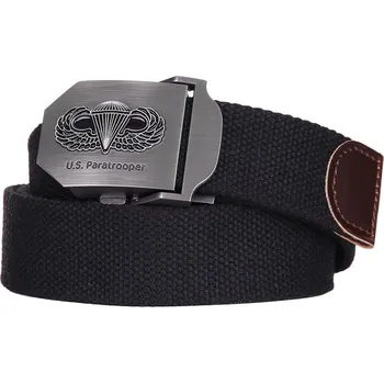 Opasek 101INC Opasek U.S. PARATROOPER plátěný ZELENÝ ZELENÁ - OLIV 115