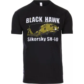Pánské tričko FOSTEX Triko BLACK HAWK SIKORSKY SH-60 ČERNÉ S ČERNÁ - BLACK