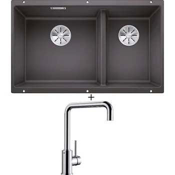 Granitový dřez Dřez pod desku SET Blanco SUBLINE 430/270-U šedá skála 523152 + Blanco MILI chrom 519413