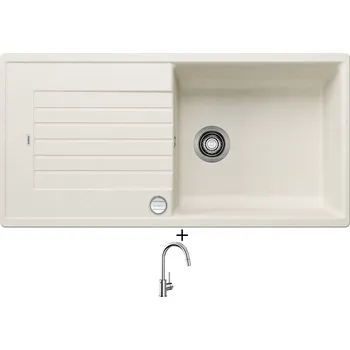 Granitový dřez Granitový dřez SET Blanco ZIA XL 6 S bílá soft + excentrické ovládání + Blanco MIDA-S chrom 521454