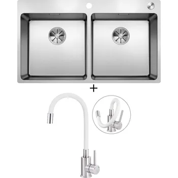 Nerezový dřez Nerezový dřez SET Blanco ANDANO 400/400-IF/A nerez hedvábný lesk s excentrem PushControl 525249 + Deante NEO LUNO BOC W720 nerez