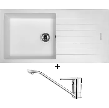 Kuchyňský dřez Granitový dřez SET Sinks PERFECTO 1000 milk + Deante CORIO BFC 060M chrom