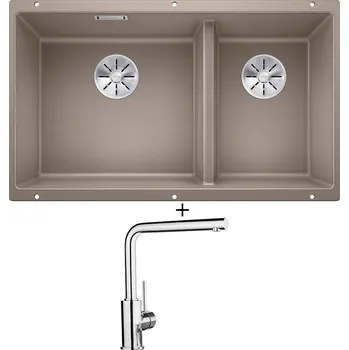 Dřez pod desku SET Blanco SUBLINE 430/270-U tartufo 523158 + Blanco MILA chrom 519414