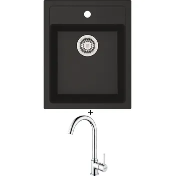 Tectonitový dřez Tectonitový dřez SET Franke SID 610-40 černá + Franke FP 9000.031 chrom