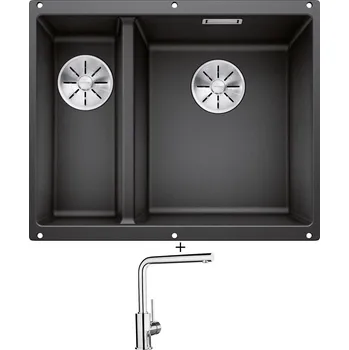 Granitový dřez Dřez pod desku SET Blanco SUBLINE 340/160 U antracit 523558 + Blanco MILA chrom 519414