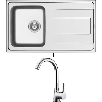 Nerezový dřez Nerezový dřez SET Pyramis ALEA (86x50) 1B 1D nerez + Pyramis BELLO chrom