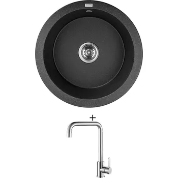 Granitový dřez Granitový dřez SET Laveo DAFNE SBD 788Y černá + Laveo BONA BAB 265D nerez