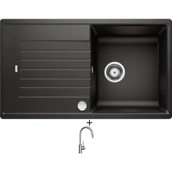 Kuchyňský dřez Granitový dřez SET Blanco ZIA 5 S černá s excentrem + Blanco MIDA-S chrom 521454