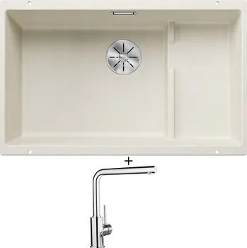 Granitový dřez Dřez pod desku SET Blanco SUBLINE 700 U Level bílá soft + koš z nerezu 527171 + Blanco MILA chrom 519414