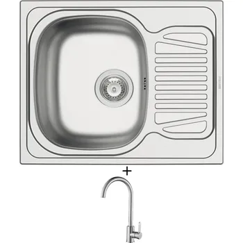 Nerezový dřez Nerezový dřez SET Pyramis SPARTA (62x50) 1B 1D nerez dekor + Laveo BONA BAB 268D nerez