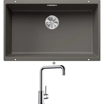 Granitový dřez Dřez pod desku SET Blanco SUBLINE 700 U šedá vulkán 527356 + Blanco MILI chrom 519413
