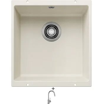 Kuchyňský dřez Dřez pod desku SET Blanco ROTAN 400 U bílá soft 527145 + Blanco MIDA-S chrom 521454