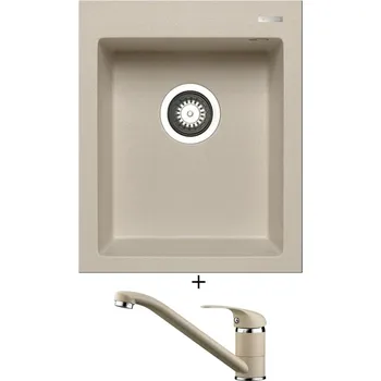 Granitový dřez Granitový dřez SET Pyramis ISTROS (41x50) 1B béžová + Pyramis ASALIA béžová