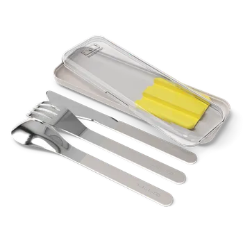 Příbor MonBento, Nerezová sada příborů Slim Box Yellow | žlutá