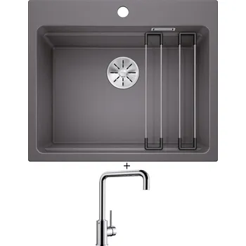Granitový dřez Granitový dřez SET Blanco ETAGON 6 šedá skála 524540 + Blanco MILI chrom 519413