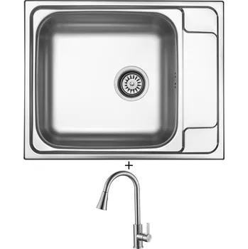 Nerezový dřez Nerezový dřez SET Sinks GRAND 630 V nerez matný + Laveo BONA BAB 269U nerez