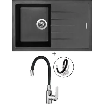 Granitový dřez Granitový dřez SET Sinks BEST 780 metalblack + Kuchinox ELZA BKE 761D chrom/černá