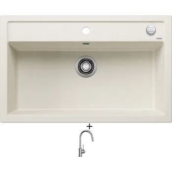 Granitový dřez Granitový dřez SET Blanco DALAGO 8 bílá soft s excentrem 527065 + Blanco MIDA-S chrom 521454