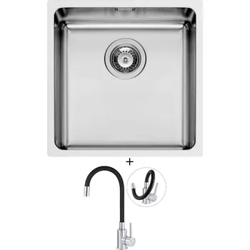 Nerezový dřez Dřez pod desku SET Pyramis LYDIA (40x40) 1B nerez + Deante NEO LUNO BOC B720 nerez