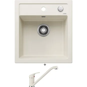 Kuchyňský dřez Granitový dřez SET Blanco DALAGO 45 bílá soft s excentrem 527059 + Blanco DARAS bílá soft 526935