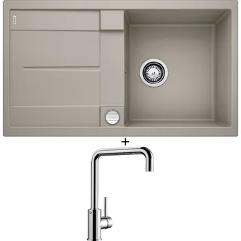 Granitový dřez Granitový dřez SET Blanco METRA 5 S tartufo + excentrické ovládání + Blanco MILI chrom 519413