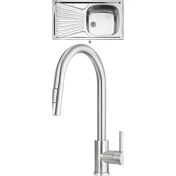 Nerezový dřez Nerezový dřez SET Teka DEVA 45 I-CN 1B 1D MC nerez + Deante LIMA F72 M nerez