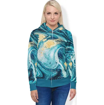 Dámská mikina UTOPY Dámská sportovní mikina Turquois Ardency fullprint na zip Velikost: XS